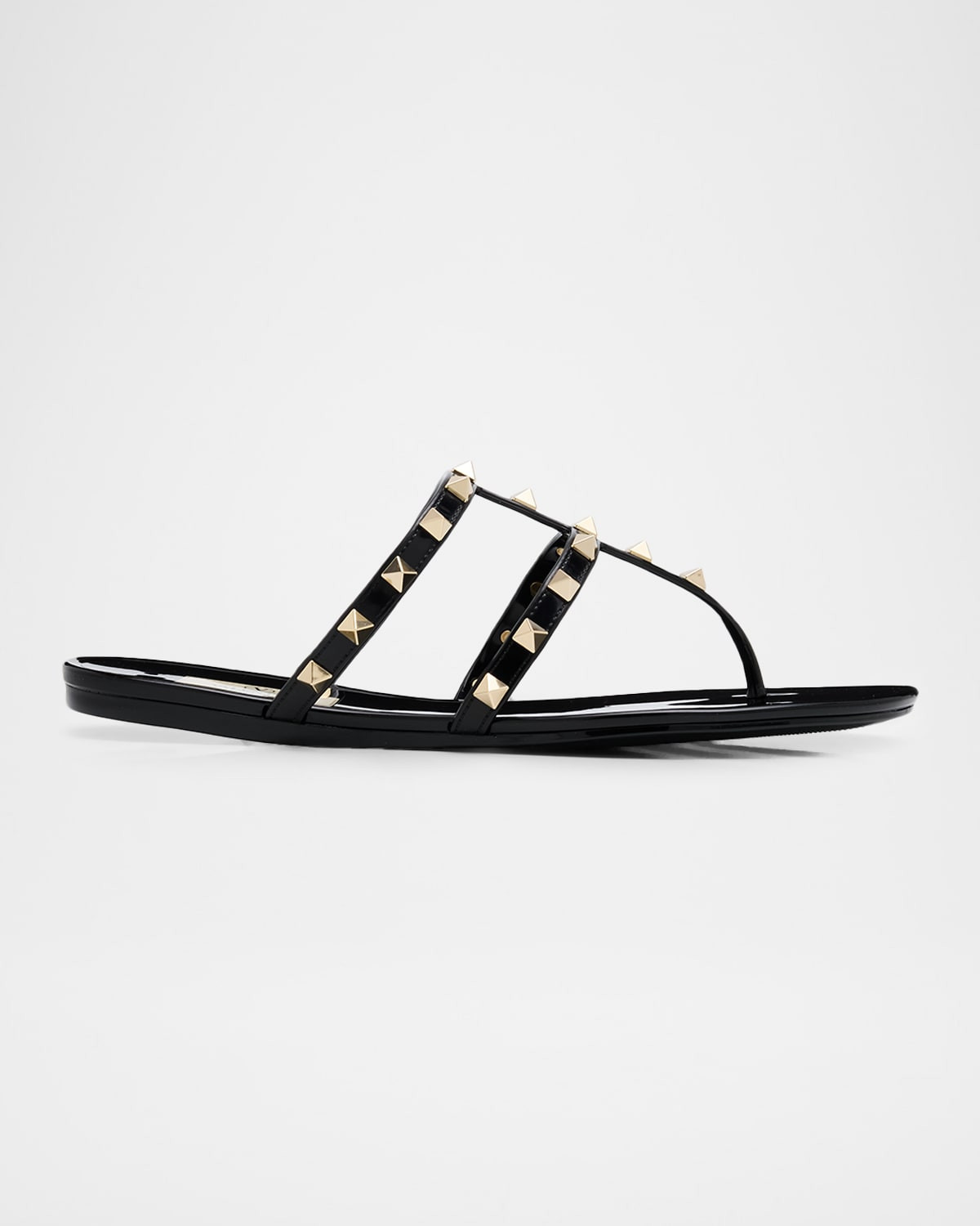 Rockstud Caged Jelly Flat Slide Sandals | Neiman Marcus