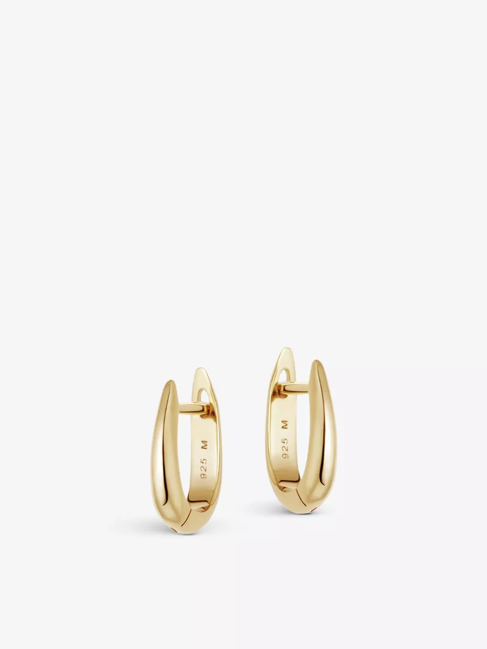 Plain Claw 18ct gold-plated vermeil sterling silver huggie earrings | Selfridges