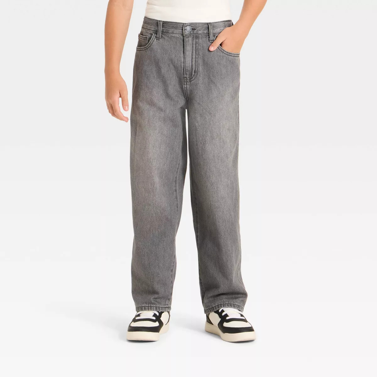 Boys' Mid-Rise Baggy Jeans - art class™ Gray Wash 10 | Target