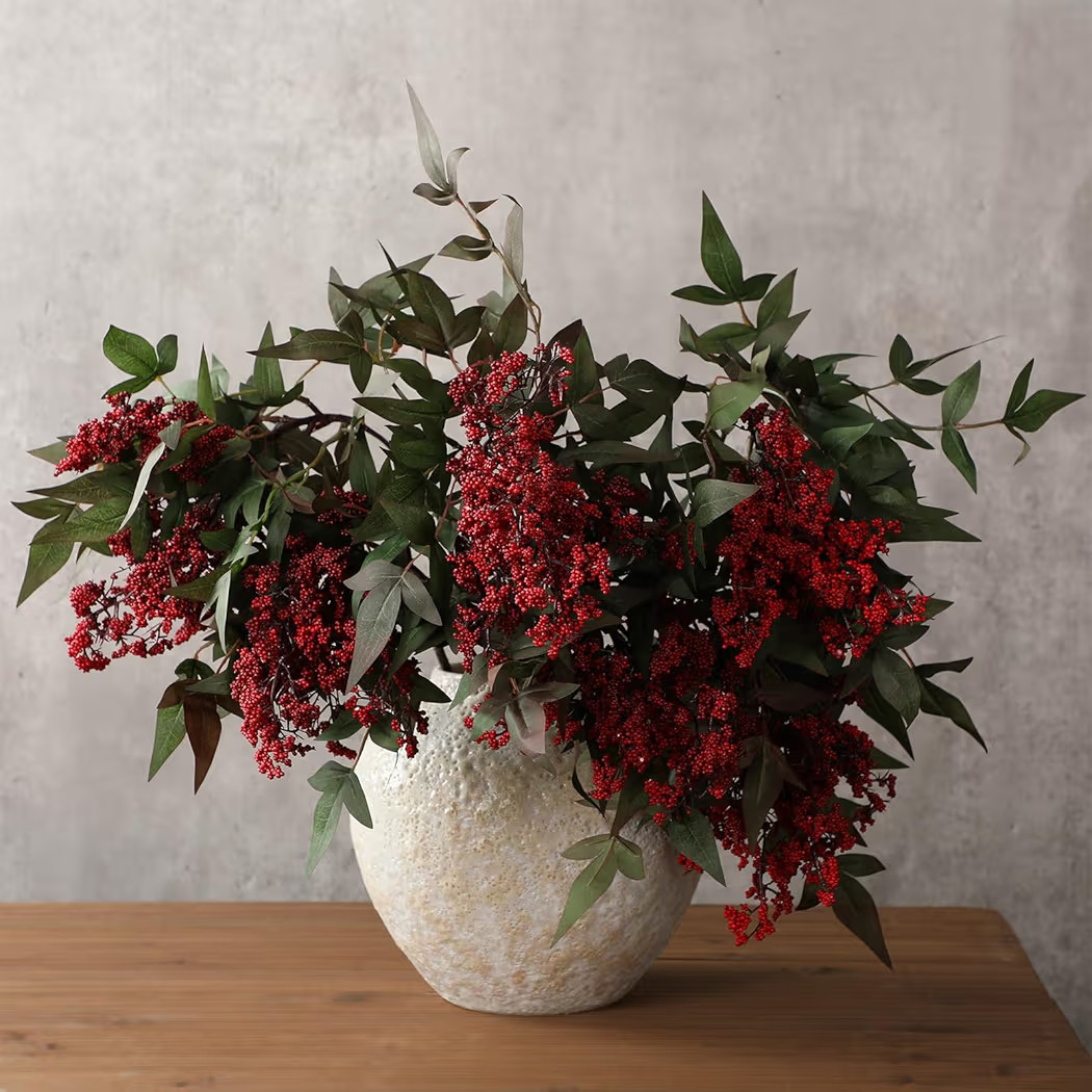 Zeyune 3 Pcs Fall Artificial Dusty Plum Stem Sedum Berry Stem Autumn Faux Berry Picks Branches Faux Spray for Home Halloween Thanksgiving Farmhouse Mantel Harvest DIY Decorations (Burgundy) | Amazon (US)