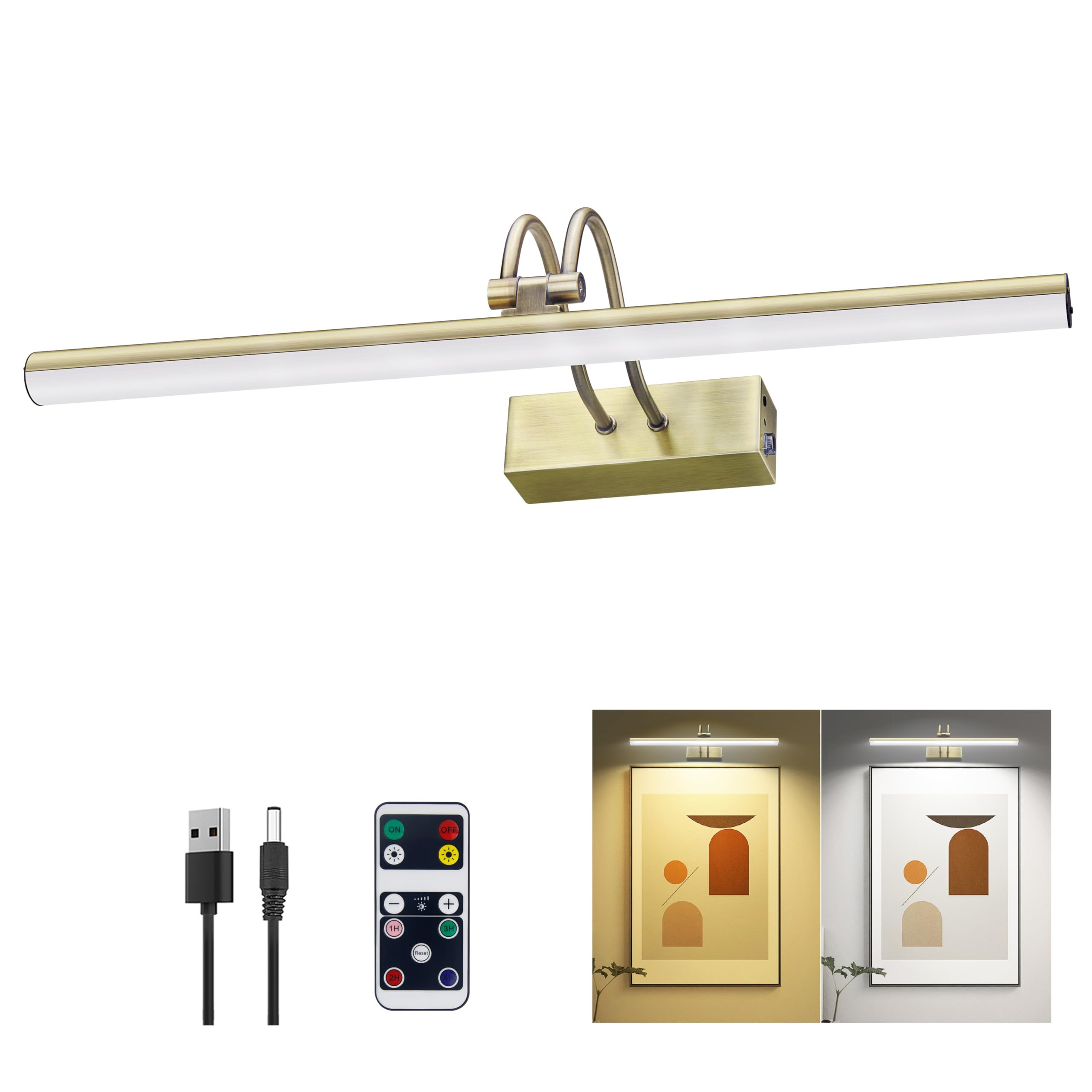 Picture Light,Picture Lights for Wall Cordless,16" Picture Lights with Timer and Dimmable,Battery... | Amazon (US)