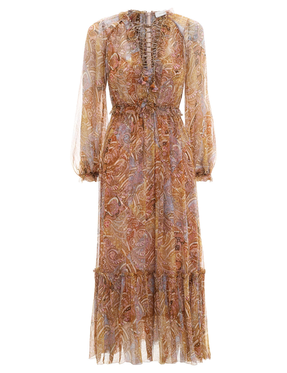 Dresses-Concert Lace-Up Midi Dress-Patchwork Paisley-3-Zimmermann | ZIMMERMANN (US, CA, EU, MENA)