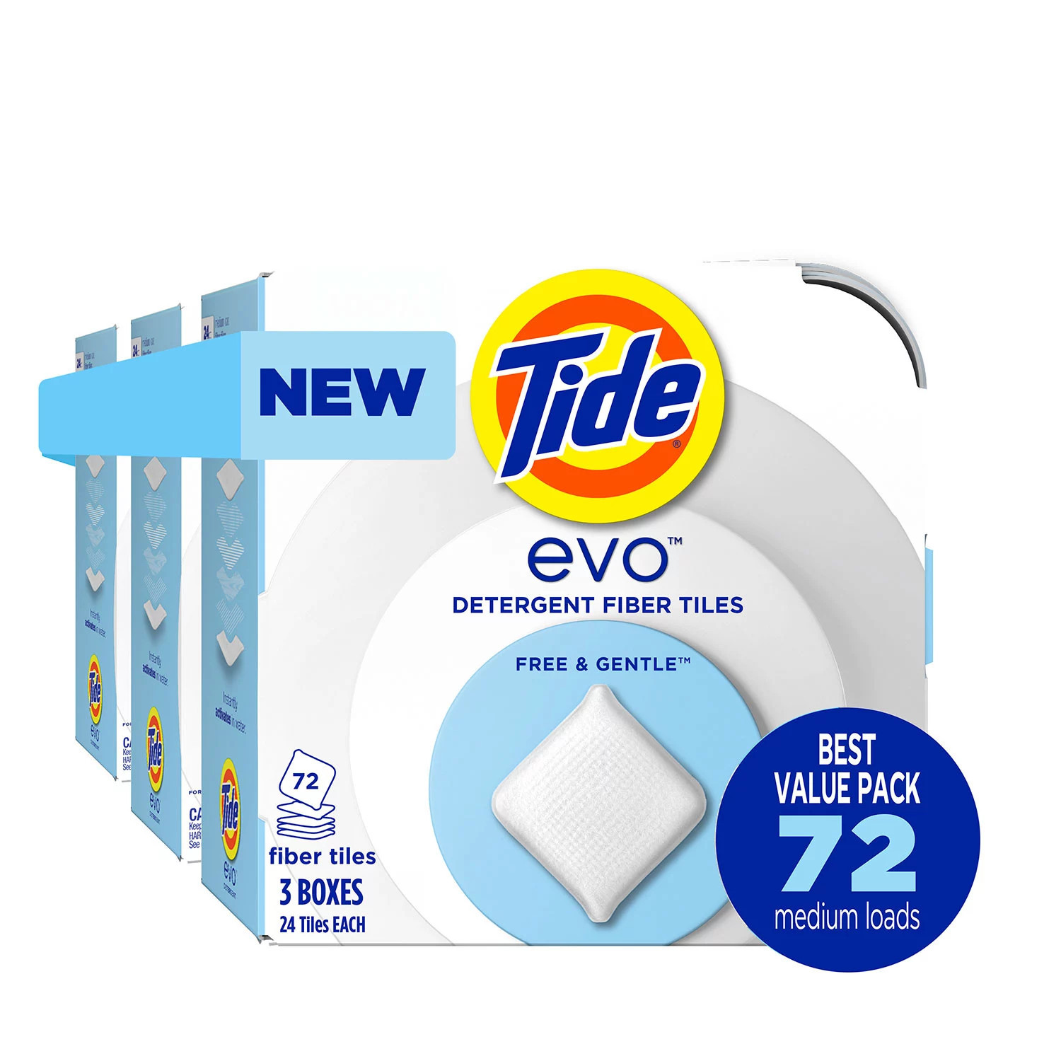 Tide Evo Laundry Detergent Fiber Tiles, Free & Gentle, 72 ct. | Sam's Club