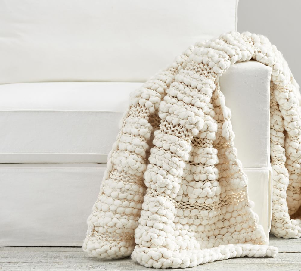 Cozy Darian Textured Striped Throw | Pottery Barn (US)