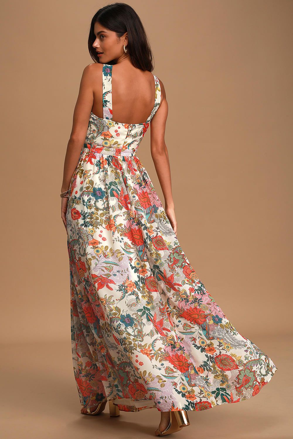 Lilja Cream Floral Print Maxi Dress | Lulus (US)