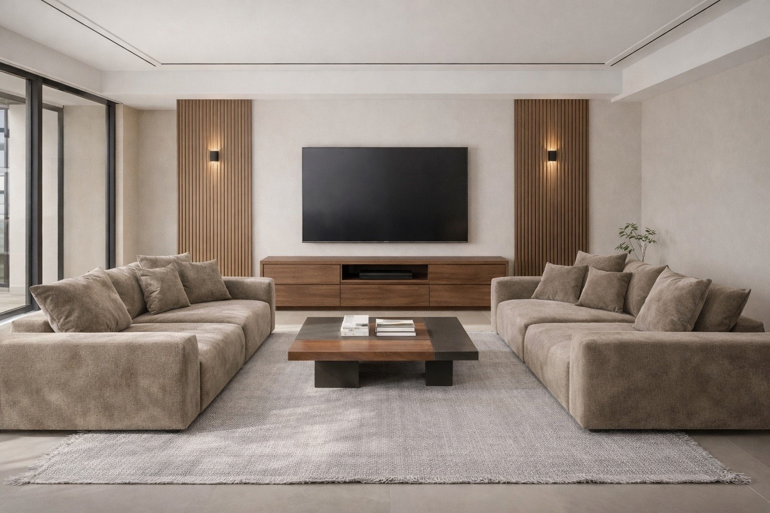 A modern neutral living room featuring two matching sectional sofas, a low wooden coffee table, and a clean TV wall design.
This space is styled in warm beige tones with soft textures and balanced symmetry — perfect inspiration for modern apartments and contemporary homes.
Ideal layout for cozy evenings, minimal interiors, and timeless modern design.
#modernlivingroom
#neutralinterior
#sectionalsofa
#beigelivingroom
#modernhome
#minimalinterior
#livingroomdesign
#homeinspo
#contemporarydesign
#neutraldecor


#LTKGiftGuide #LTKHome #LTKdayinmylife