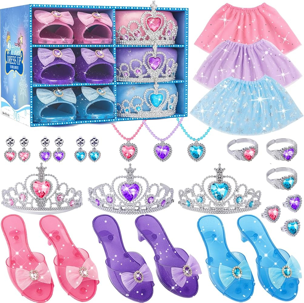 Princess Costume For Girls, Princess Dress Up For Girls 4-6 Years Old, Toddler Dress Up Toys with... | Amazon (US)