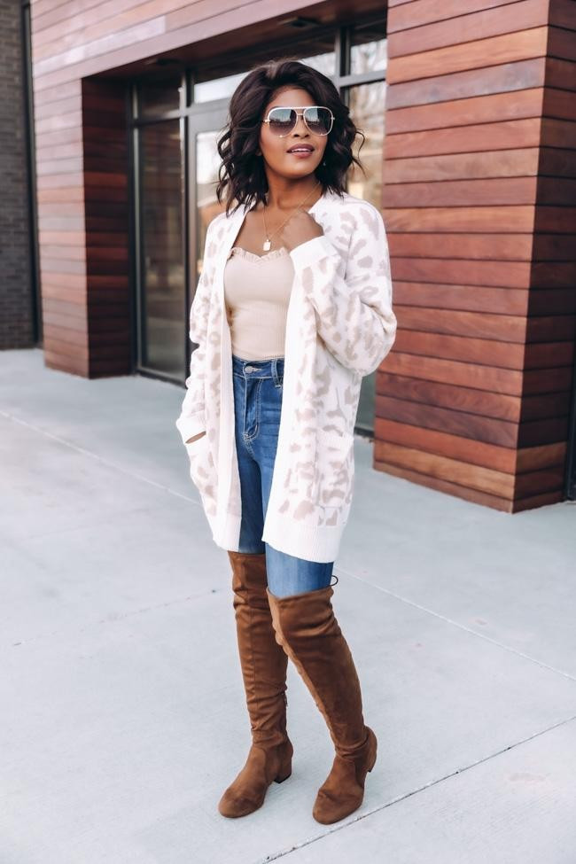 Playful Personality Ivory/Tan Animal Print Cardigan | The Pink Lily Boutique