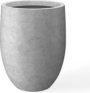 Kante 21.7" H Natural Concrete Tall Planter, Large Outdoor Indoor Decorative Pot with Drainage Ho... | Amazon (US)