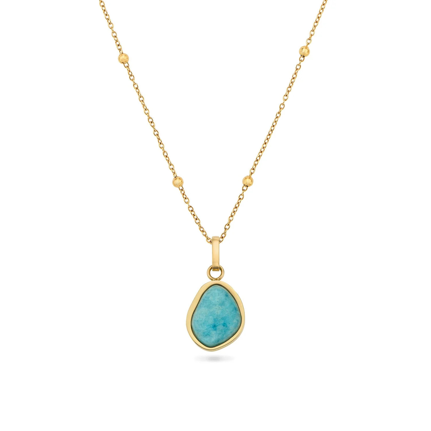 Blue Amazonite Stone Necklace (Gold) | Abbott Lyon