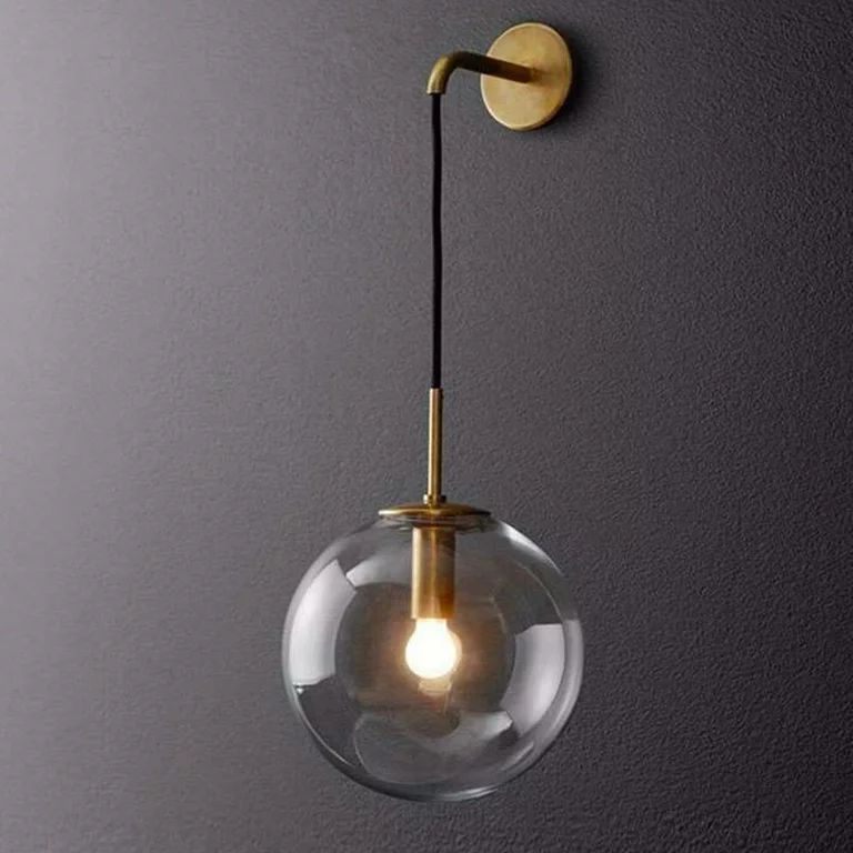 Loyalheartdy Modern Wall Sconce Clear Globe Glass Ball Wall Lamp Wall Mount Pendant Light Adjusta... | Walmart (US)