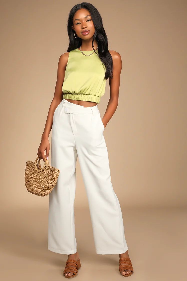 Sunny Day Chic Light Green Strappy Tie-Back Cropped Tank Top | Lulus (US)
