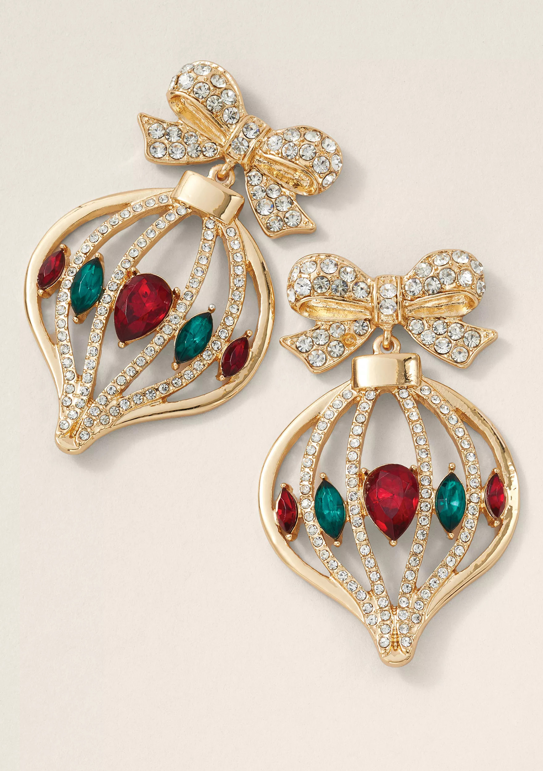 Sewing Down South x Crown & Ivy™  Pavé Bow Ornament Drop Earrings | Belk