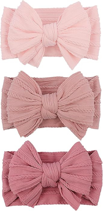 LemonSpace Handmade Baby Girls Headbands Soft Stretchy Nylon Hair Bands Hair Accessories Bows for... | Amazon (US)