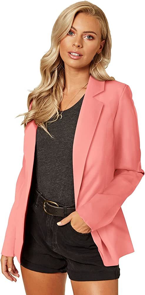 UNIQUE 21 Women's One Button Boyfriend Blazer for Work Casual - Ladies Jackets Outfits Suits for Wor | Amazon (US)