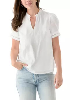 Crown & Ivy™ Women's Short Sleeve Embroidered Woven Top | Belk