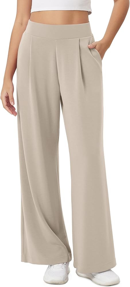 ODODOS Modal Soft Wide Leg Pants for Women High Waist Casual Relaxed Pants with Pockets-27/29"/ 3... | Amazon (US)