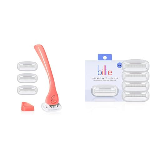 Billie Women's Razor Kit Coral & 4 x 5-Blade Razor Refills + Magnetic Holder | Amazon (US)