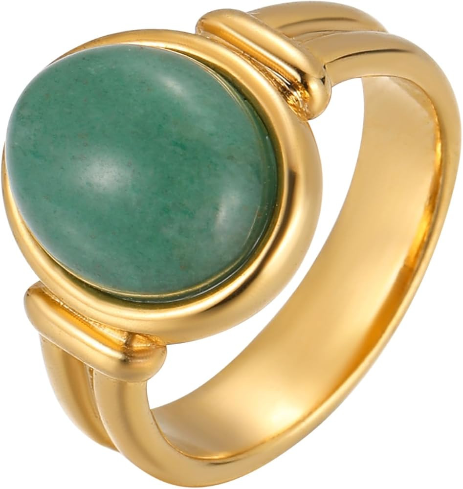 YeGieonr Gold Rings for Women Trendy Non Tarnish Chunky Gold Plated Ring, Waterproof Stainless St... | Amazon (US)