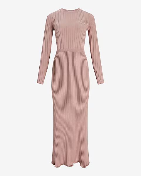 Ribbed Crew Neck Maxi Sweater Dress | Express