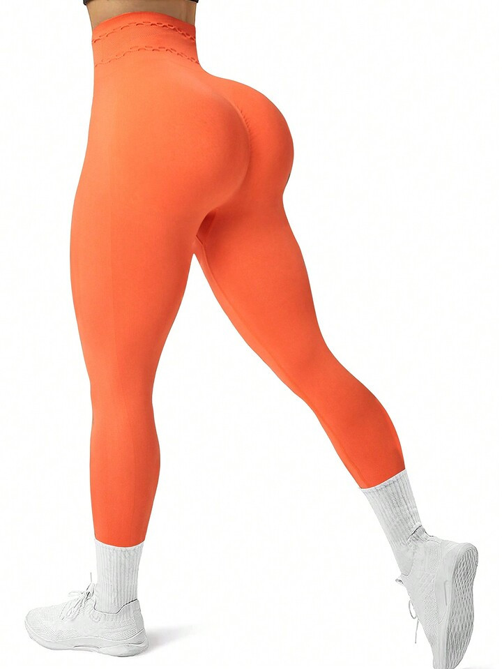 Yoga Basic Solid Color Wide Waist Seamless Sports Leggings | SHEIN