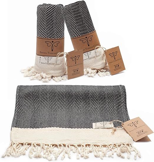 Smyrna Original Turkish Hand Towels Herringbone Series Set of 2 | 100% Cotton, 16 x 40 Inches | D... | Amazon (US)