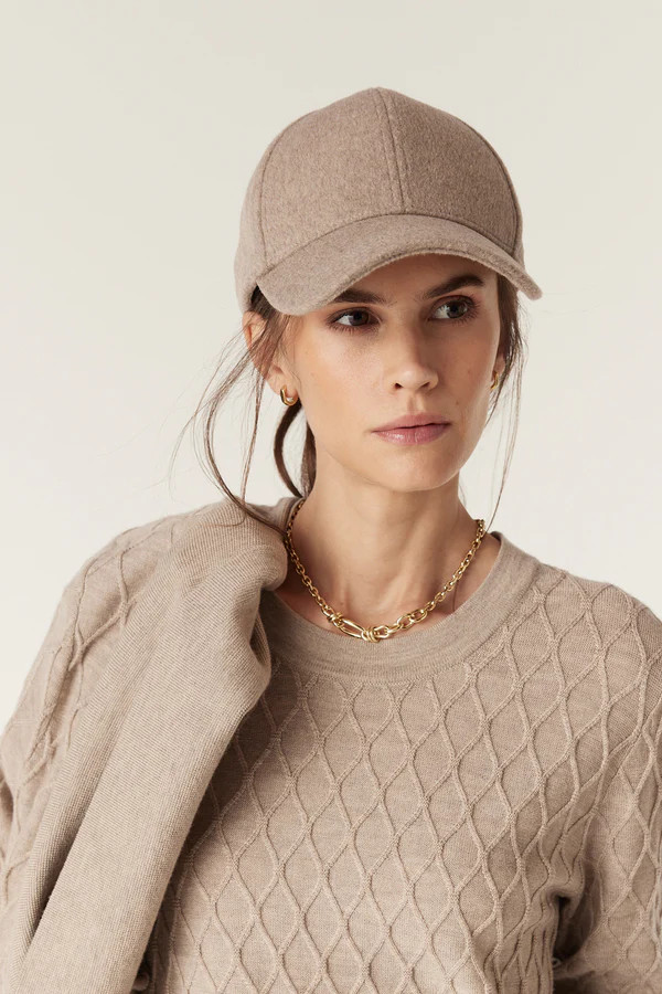 Wool Cashmere Cap - Pebble | Cable Melbourne