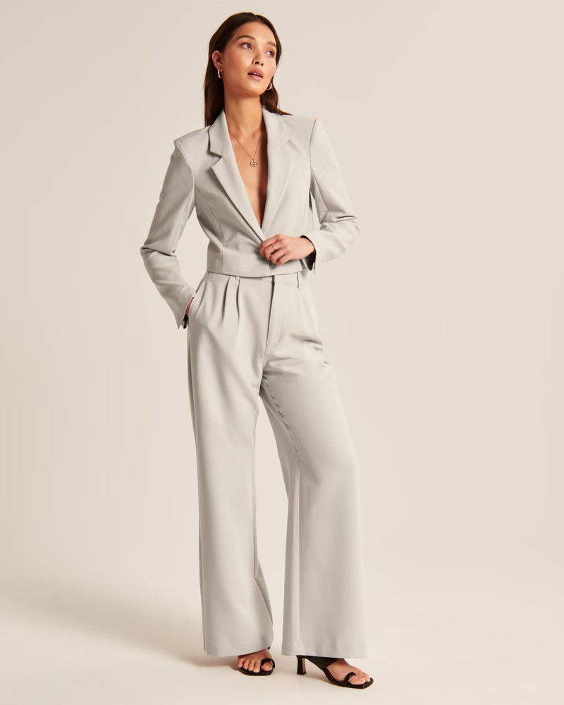 Women's Cropped Tweed Blazer | Women's Coats & Jackets | Abercrombie.com | Abercrombie & Fitch (US)