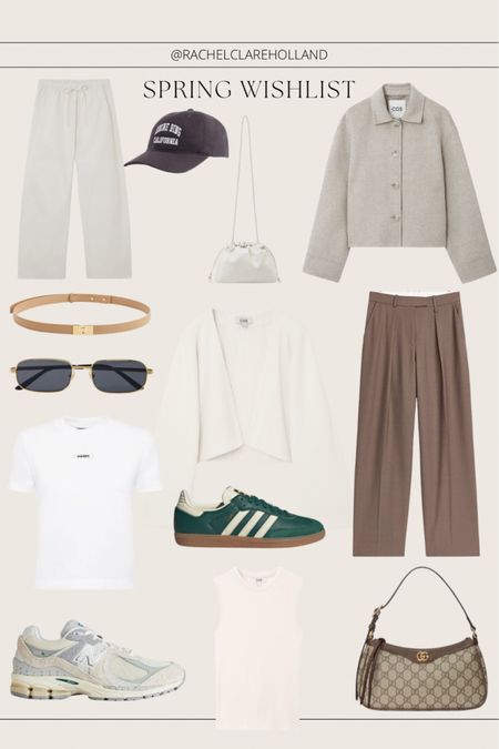 Spring wants! White and brown trousers, cos cardigans, trainers, Gucci bag, sunglasses and white t-shirt 

#LTKeurope #LTKstyletip