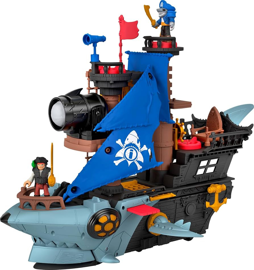 Fisher-Price Imaginext Shark Bite Pirate Ship Playset with 2 Action Figures & Toy Boat with Bitin... | Amazon (US)