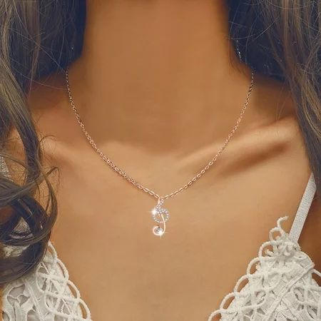 Valentines Day Gifts Gold Heart Necklace Rose Quartz Necklace Heart Shape Loves Sweater Chain Simple | Walmart (US)