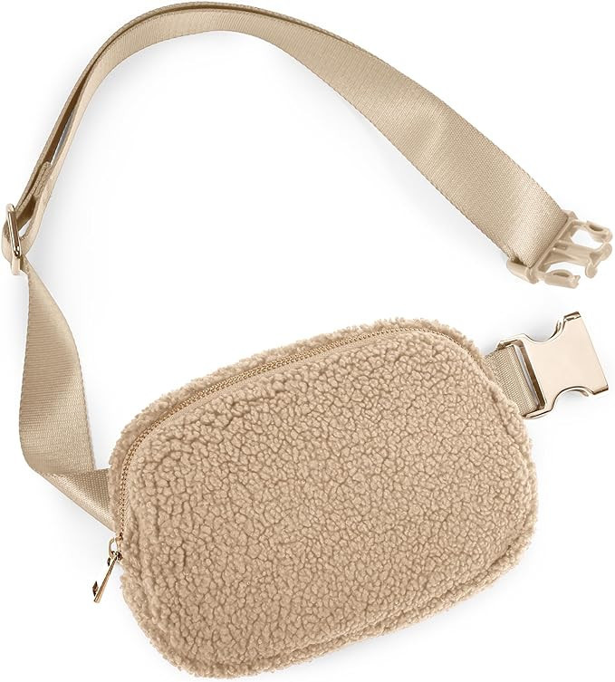 ODODOS Fleece Mini Belt Bag with Adjustable Strap, Sherpa Small Waist Pouch Fanny Pack for Workou... | Amazon (US)