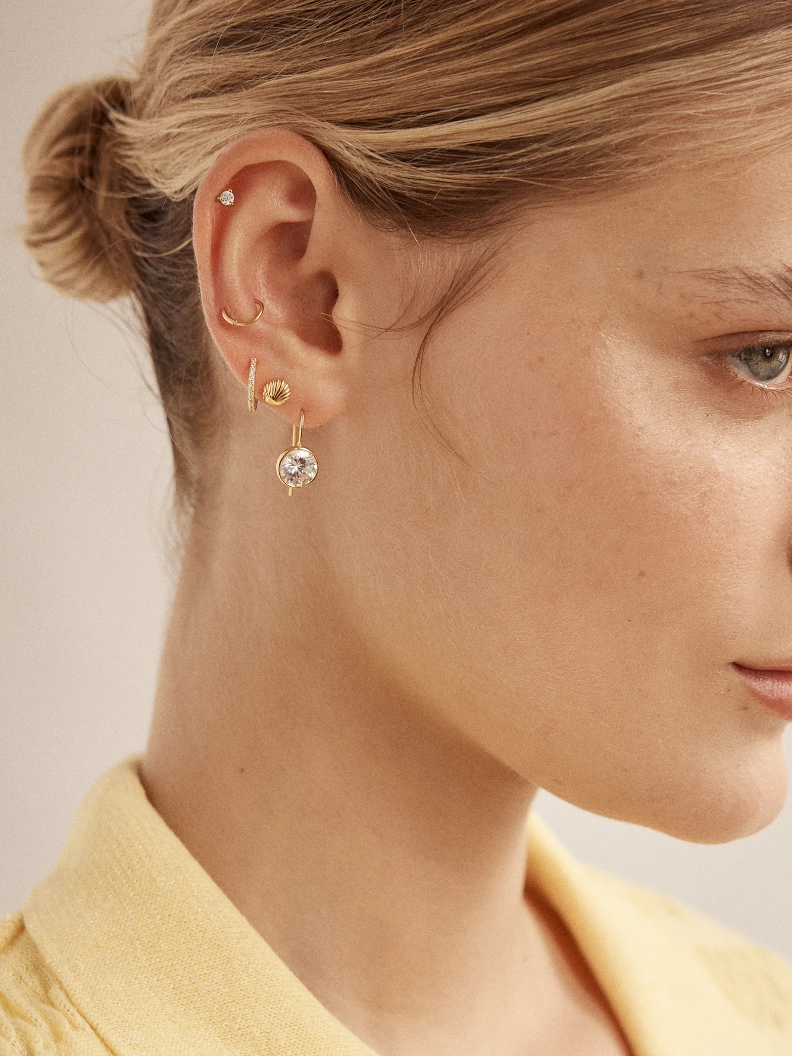 Fallon 18K Gold Bezel Earrings - Gold/Pavé | BaubleBar