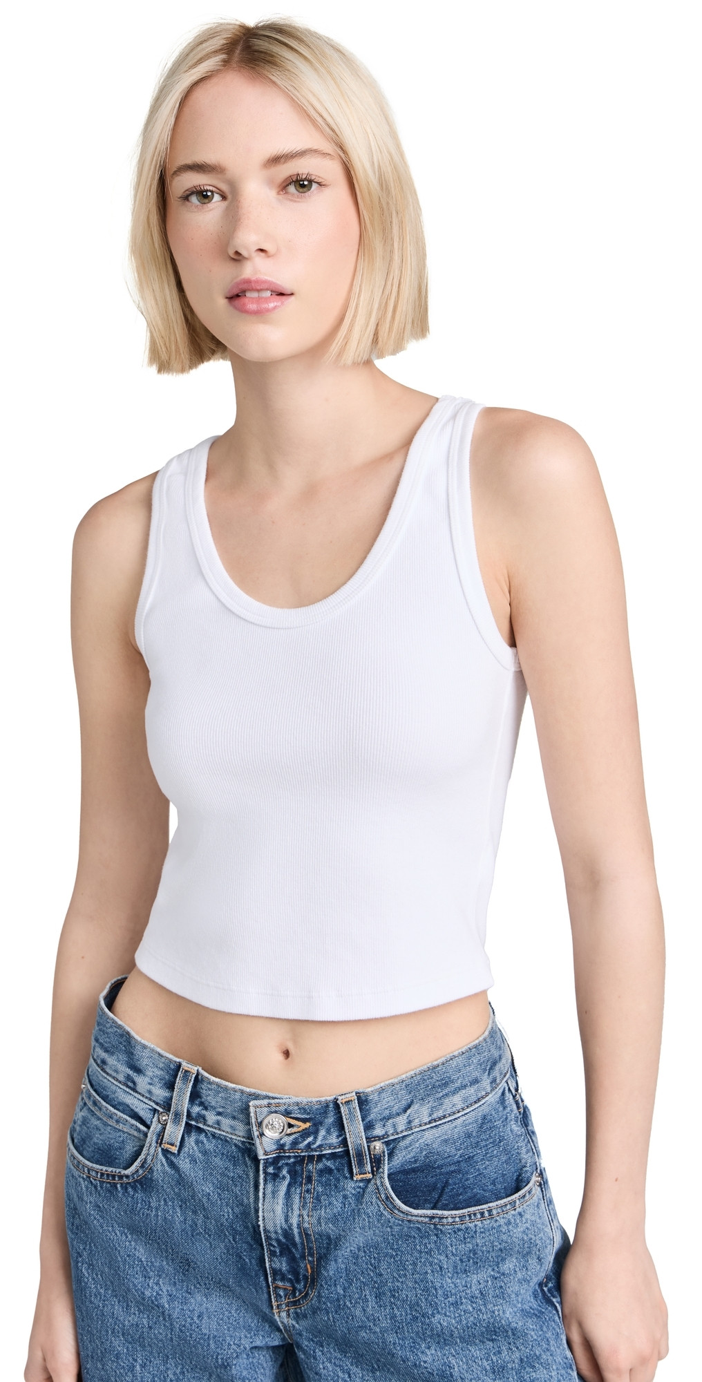 perfectwhitetee Blondie Structured Rib Bra Friendly Tank White XL | Shopbop
