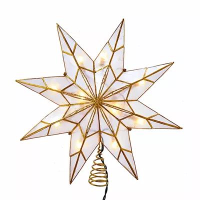 Kurt Adler 14-Inch 10-Light 8-Point Capiz Star Tree Topper in Gold | Bed Bath & Beyond | Bed Bath & Beyond