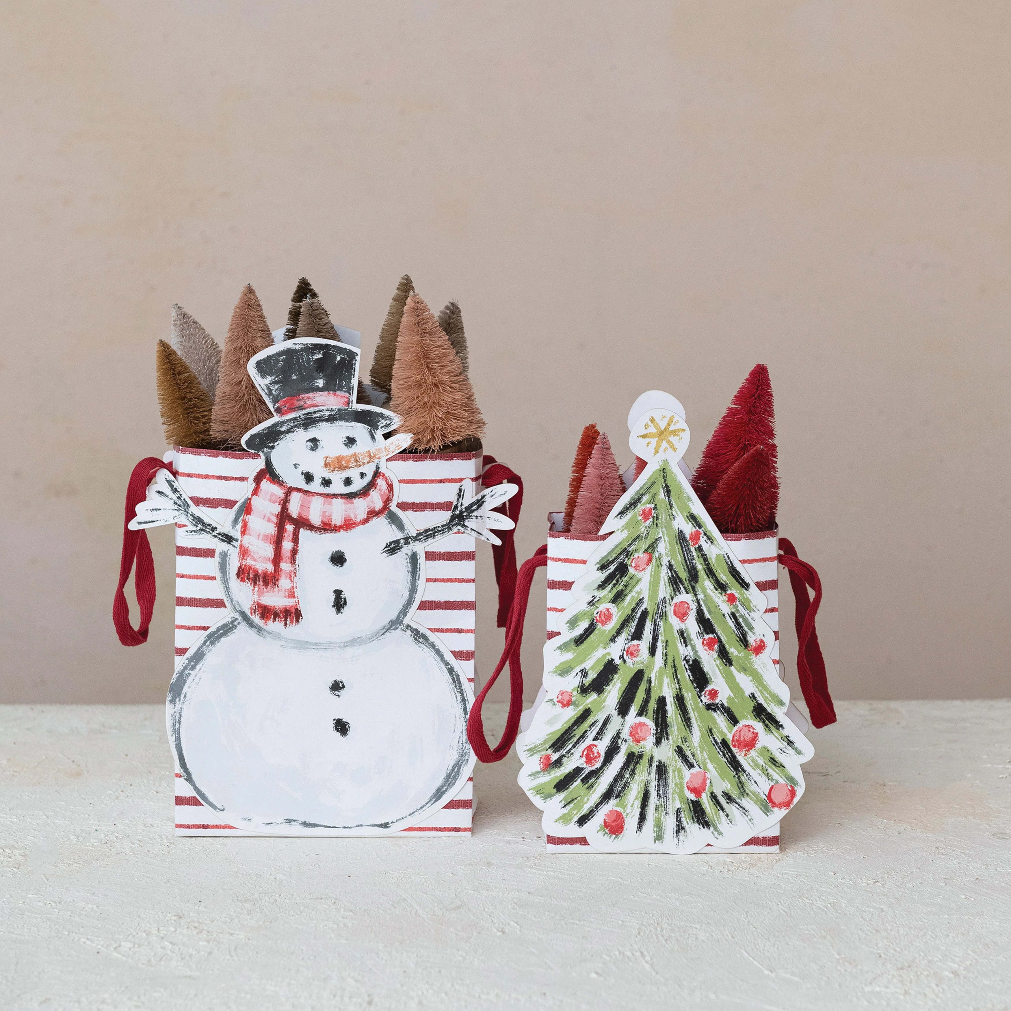 Compact Printed Paper Diecut Snowman/Christmas Tree Gift Bags | Wayfair North America