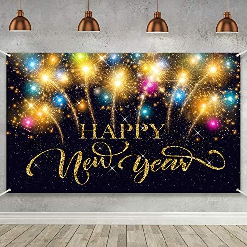 Happy New Year Party Decoration Supplies, Extra Large Fabric Happy New Year Banner for 2023 Party De | Amazon (US)