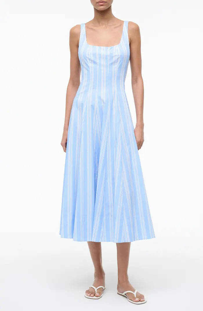 Wells Pinstripe A-Line Midi Dress | Nordstrom