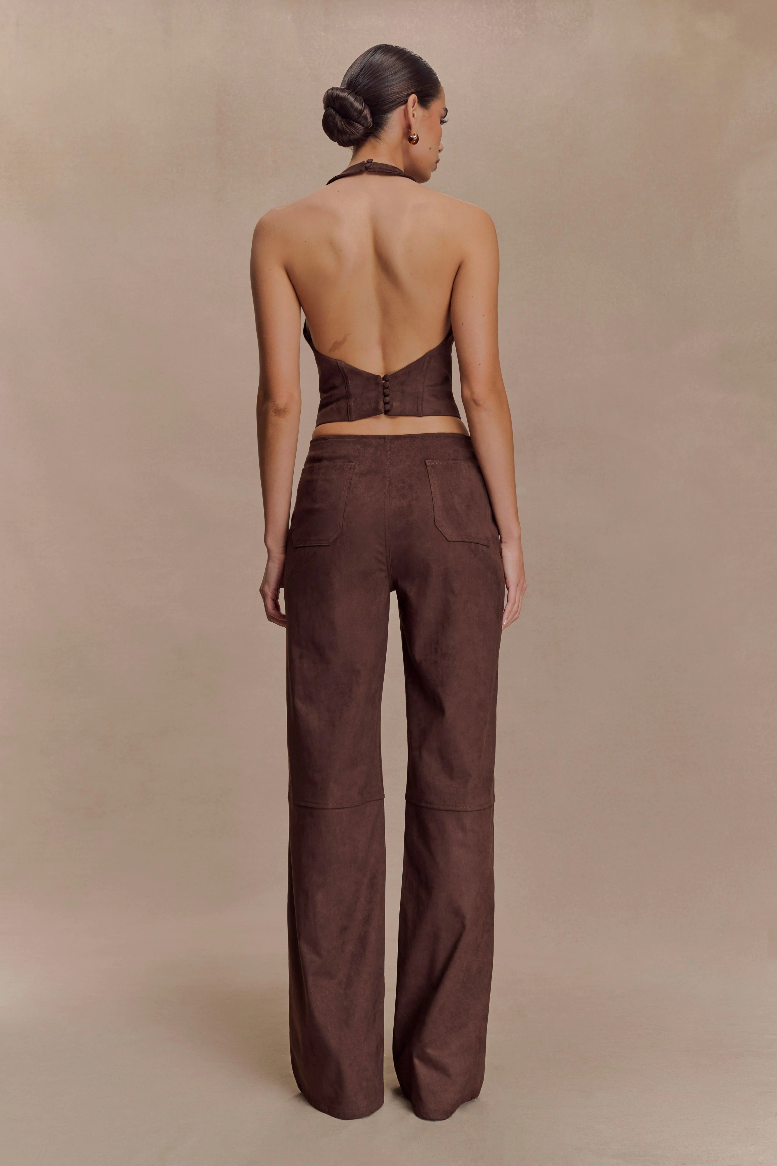 Logan Faux Suede Pants - Dark Chocolate | MESHKI US