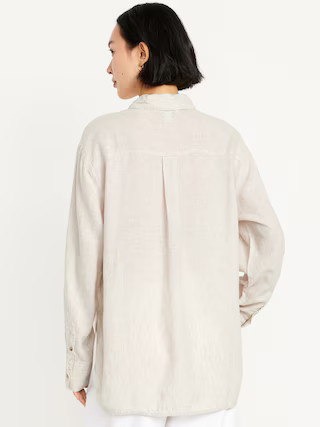 Linen-Blend Loose Button-Down Shirt | Old Navy (US)