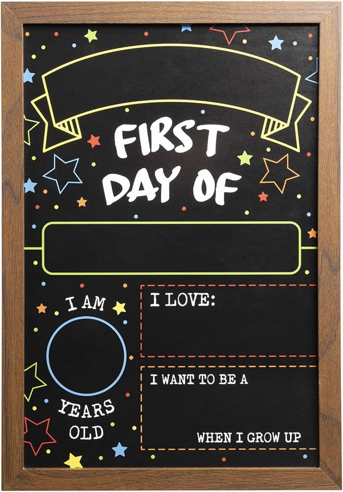 First Day Last Day of School Double Sided Sign with Frame (Reusable Dry Erase Board for Liquid Ch... | Amazon (US)
