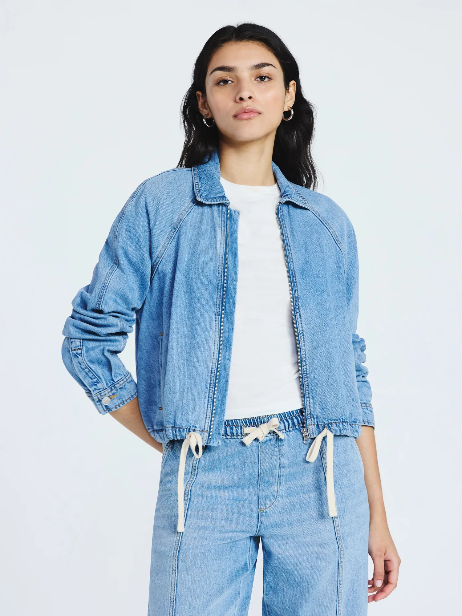 Scoop Women's and Women's Plus Denim Bomber Jacket, Midweight, Sizes XS-4X | Walmart (US)