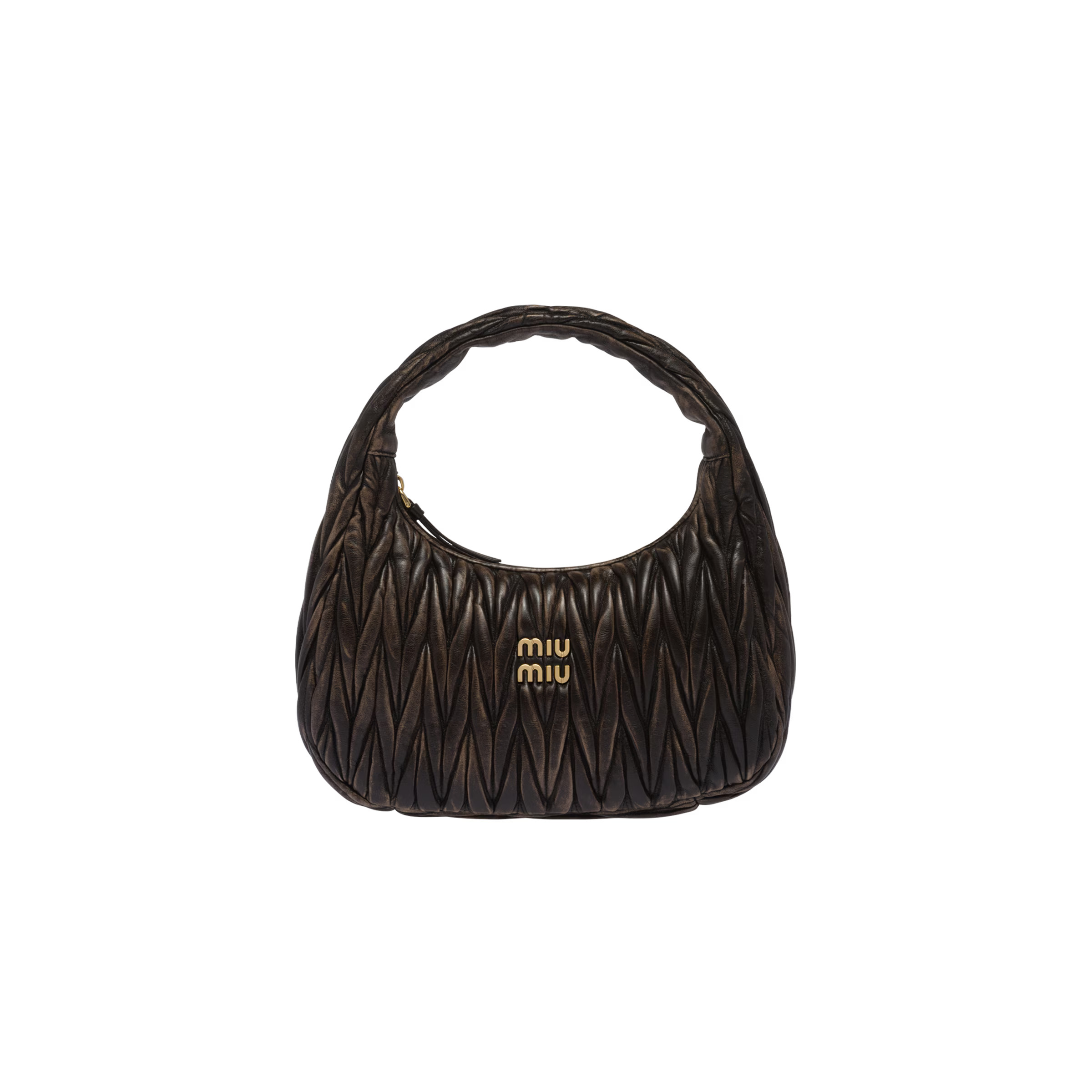 Wander matelassé nappa leather hobo bag | Miu Miu US