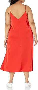 The Drop Women's Ana Silky V-Neck Midi Slip Dress       
Material: Silk | Amazon (US)