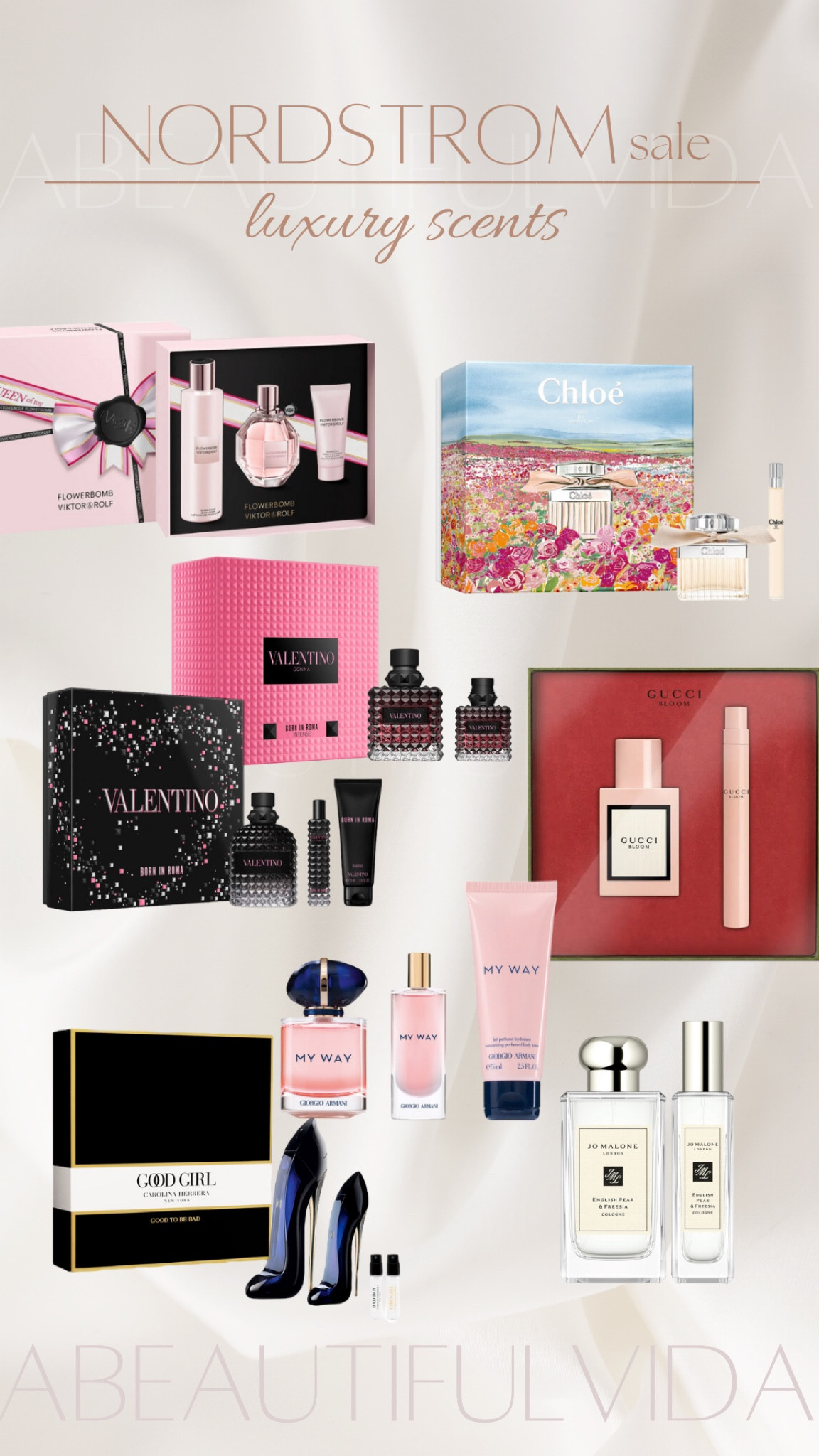 Nordstrom anniversary sale: luxury perfumes. 

Chloe, viktor&rolf , Gucci , YSL , Giorgio Armani, Valentino , jo Malone , Carolina herrera , gift set , designer 

#LTKxNSale #LTKstyletip #LTKsalealert