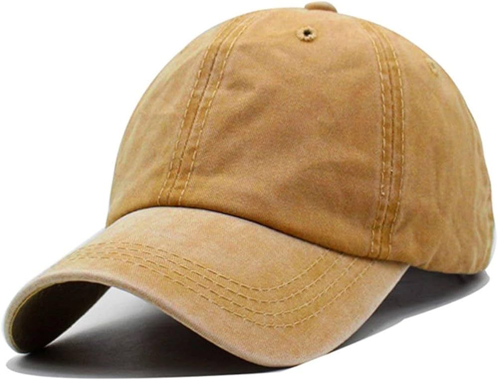 Aedvoouer Men Women Baseball Cap Vintage Washed Distressed Hats Twill Plain Adjustable Dad-Hat | Amazon (US)