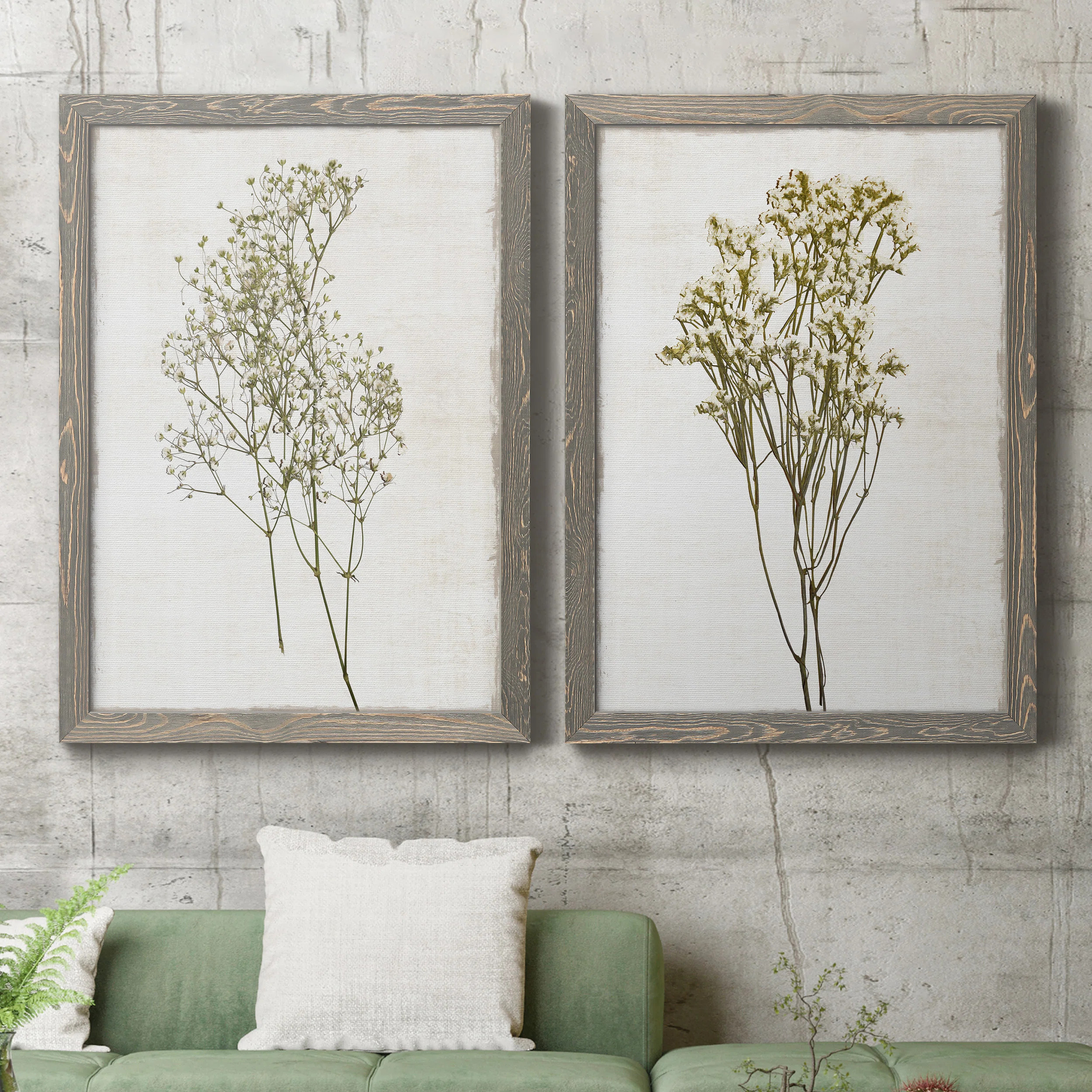 Ophelia & Co. Farmhouse Pressed Flower I - 2 Piece Picture Frame Painting Set on Canvas | Wayfair | Wayfair North America