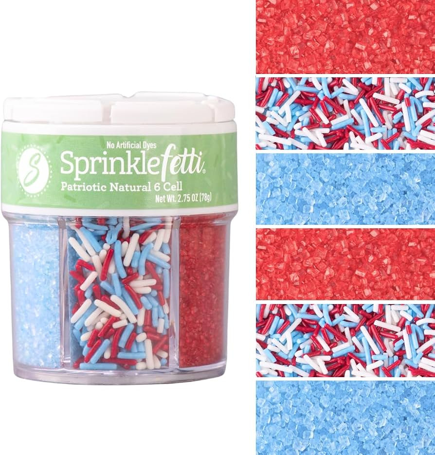 Sweets Indeed Dye Free 4th of July Sprinkles \u2013 Patriotic Red White and Blue Sprinkles with N... | Amazon (US)
