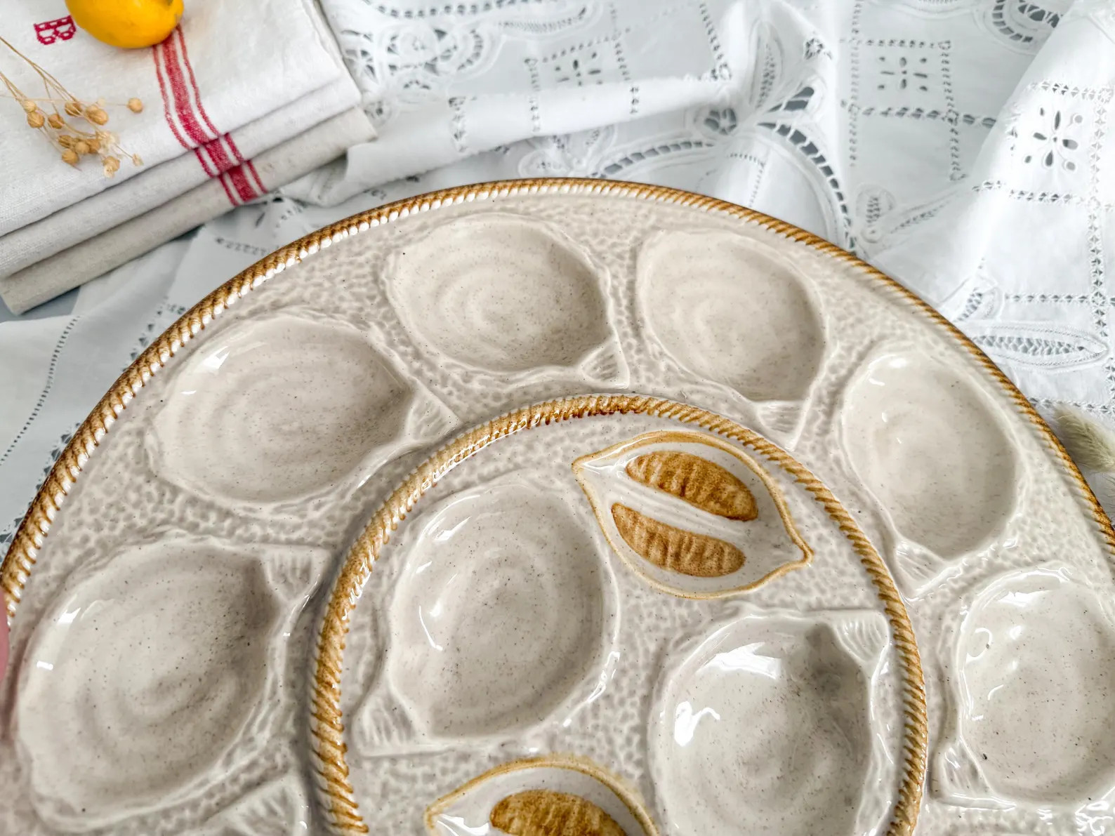 Large oyster tray in Saint Clement majolica, 1950s | Etsy (US)