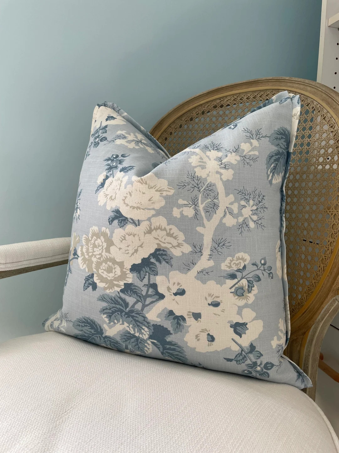 Scalamandre ascot Floral in Sky High End One Sided 100% Linen Pillow Cover. Decorative Pillow Cov... | Etsy (US)